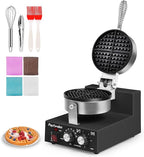Commercial Waffle Maker for Restaurant, 110V Electric Waffle Maker w/Non-stick and 122–572°F Adjustable Temp, 1200W Profession Waffle Iron with Timer and Heavy Duty, Hotel Waffle Machine