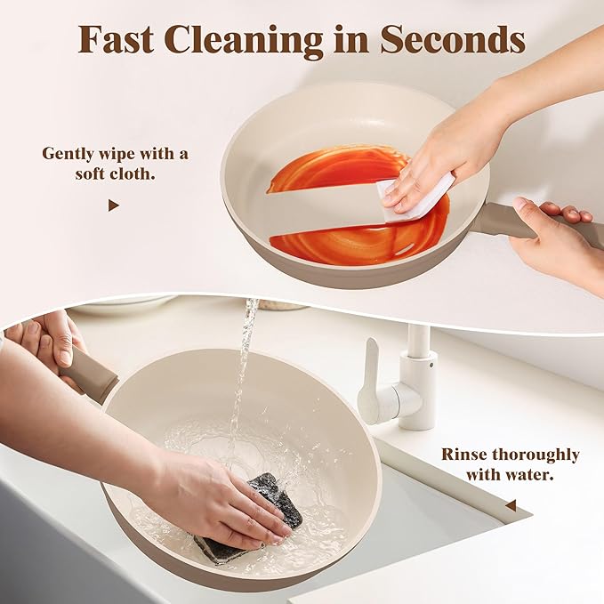 SENSARTE 20Pcs Pots and Pans Set Nonstick, Ceramic Cookware Set Non Stick, Non-toxic Healthy Kitchen Cooking Set, Induction Compatible, Dishwasher Safe, PFAS/PTFE/PFOA Free, TAUPE