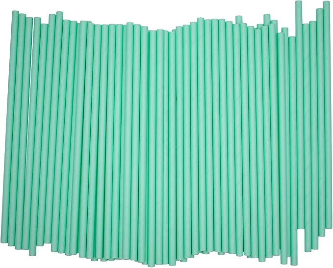 Pack of 300 Pastel Green Biodegradable 4-Ply Paper Drinking Straws (Compostable, Non-toxic, BPA-free)