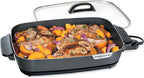 Presto 06858 16-Inch Slimline Electric Skillet with Glass Cover - Nonstick, Adjustable Temperature, Black
