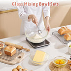 Freshmage Glass Mixing Bowls with Lids Sets, 4 Packs Glass Bowls with Lids for Kitchen Baking, Meal Prepping and Salad, Bpa Free and Dishwasher Safe Serving Bowls, 0.2/0.5/1.1/2.1