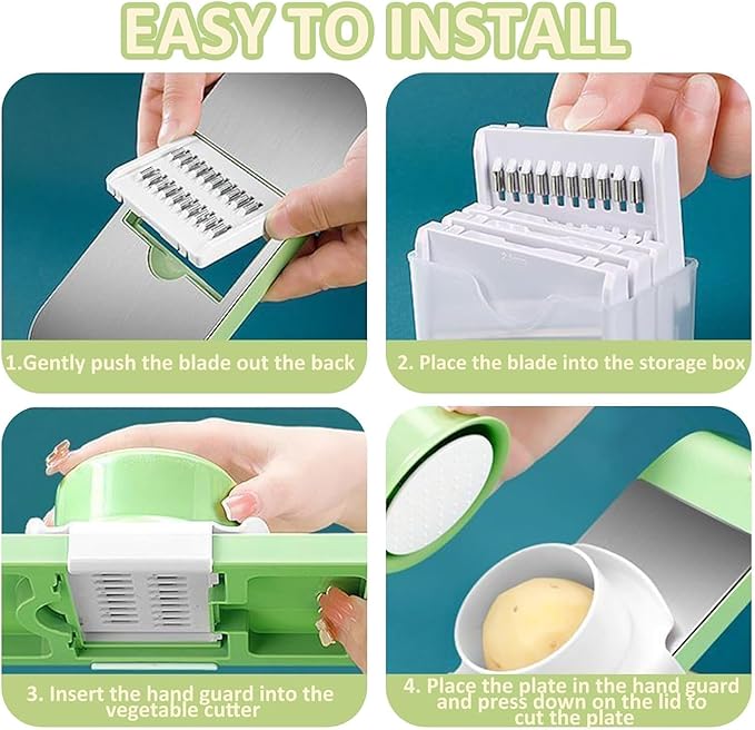 6-in-1 Vegetable Cutter, Mandoline Slicer for Kitchen, Vegetable Slicer Cutter with Multi Blade, Cheese Grater, kitchen gadgets