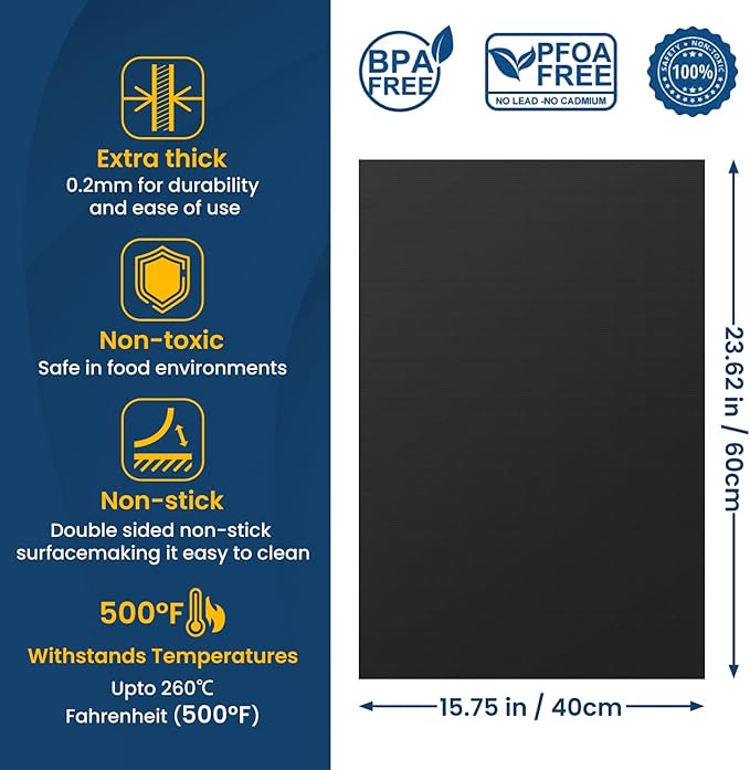Oven Liners for Bottom of Electric Gas Oven -3Pack Large Heavy Duty Oven Protector Mat, Non-Stick Oven Floor Protector Liner, Reusable Heat Resistant Stovetop Air Fryer Grill Baking Mat