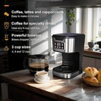 Programmable Coffee Maker 12 Cup Brew & Drip coffee machine, Fully Automatic, 1-4 Cup Setting, Stainless Steel,Keep- Warm Function, Household, Home and Office,Black