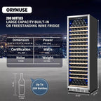 Large 200 Bottle Wine Fridge - 24 Inch Wine Cooler Refrigerator, Freestanding and Built-in Design, Upgraded Compressor Cooling, Intelligent Temperature Memory