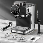 Espresso Machine with Grinder, 20 Bar Professional Expresso Coffee Machines with Milk Frother Steam Wand, Espresso Maker with 60oz Removable Water Tank, Cappuccino & Latte Machine for Home (Black)