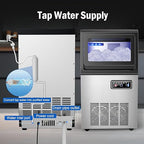 Nugget Ice Maker, 80 LBS/Day with 15 LBS Storage Bin, Freestanding Undercounter Ice Maker Machine Stainless Steel, Soft Chewable Pellet Ice Machine for Home Bar Kitchen Office, Self-Cleaning