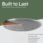 Emporio Kitchen Non-Stick Pizza Pan 2 Pack – 16 Inch Round Carbon Steel Pizza Tray with Perforated Holes, PFOAPFOSPTFE-Free, Dishwasher & Oven Safe Up To 450°F, Durable Nonstick Silver Coating
