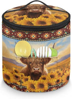 Sunflower Electric Pressure Cooker Storage Bag Anti Splash Oil-proof Highland Cow Electric Pressure Cooker Insulation Bag Enclosed Bottom Aztec