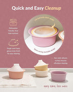 Moyuum Silicone Microwave Steamer | Made in Korea, Baby Food Maker Bowl with Lid, Egg and Vegetable Steam Cooker, Japanese Donabe Inspired Cooking Pot, Dishwasher Safe (Small, Mustard)
