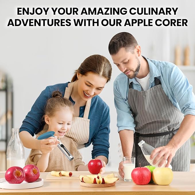 SCHVUBENR Premium Apple Corer Tool - Easy to Use and Clean - Sturdy Apple Remover with Sharp Serrated Tips - Stainless Steel Corers for Apple and Pear - Core Fruits with Ease (Blue)
