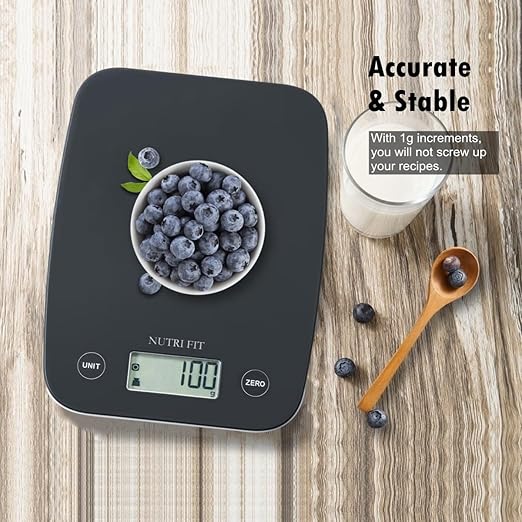 NUTRI FIT Digital Food Scale, 11lb Kitchen Scale Digital Weight, Cooking Scale for Food Ounces and Grams, 4 Units with 0.1oz/1g Precision, LCD Display with Tare Function