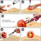 Premium Apple Corer Tool - Ergonomic Non-Slip Handle and Sharp Serrated Blades, Food-Grade Stainless Steel Fruit Core Remover, Kitchen tools for Apples, Pears, Bell Peppers and More, Red