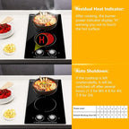 12 Inch Electric Cooktop, 2 Burner Electric Stove Top with 9 Power Levels, Knob Control, Auto shutdown and Residual Heat Warning, 2000W, Ideal for Countertop & Built-In Use (110-120V)