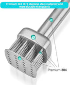Aliglow 304 Stainless Steel Meat Tenderizer Needle Meat Hammer Mallet Tool Pounder For Tenderizing and Pounding Steak, Beef Pork Chicken BBQ And Poultry