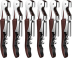 6 Pieces Professional Waiter Corkscrew Wine Openers,Wine red Wine Keys Opener Stainless Steel Hinges Serrated Foil Cutter for Restaurant Waiters, Sommelier, Bartenders (Wine red)