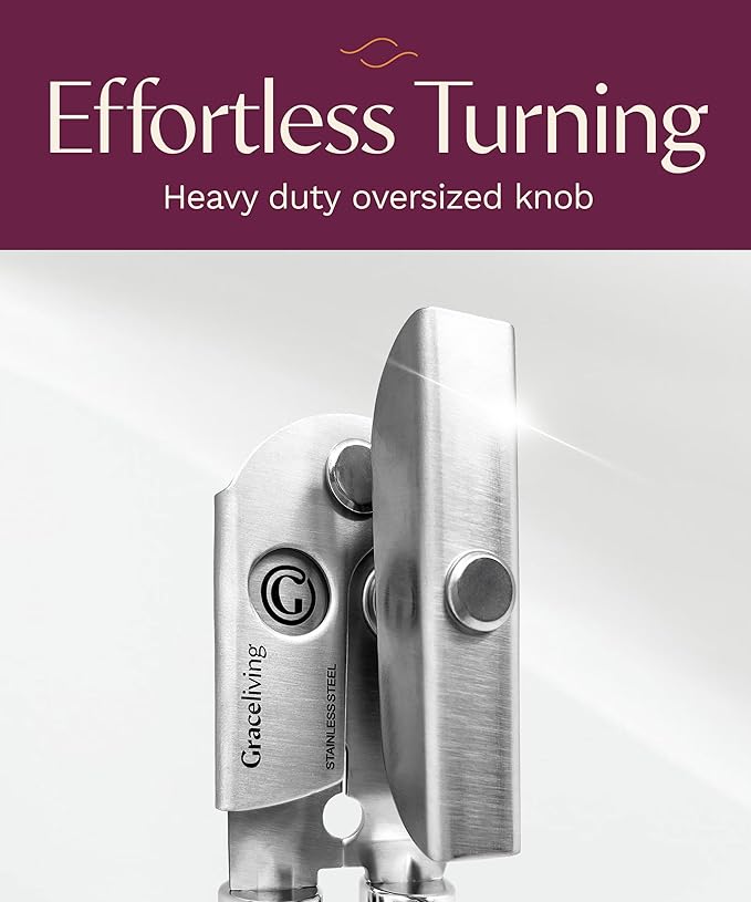 Premium Multifunctional Magnetic Manual Can Opener and Bottle Opener, Heavy Duty Stainless Steel Sharp Cutting Blade and Oversized Easy Turn Knob, Soft-Touch Handle, Kitchen Use, Teal