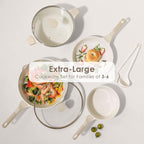 SENSARTE Nonstick Ceramic Cookware Set Large-Size 13-Piece, Healthy Pots and Pans Set, Non-toxic Kitchen Cooking Set with Stay-Cool Handles, PFAS and PFOA Free, Cream White