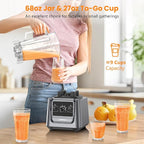 Blenders for Kitchen, 2000W Blender for Smoothies 35000 RPM Professional Grade High-Speed Smoothie Blender with 68 oz Pitcher & 27 oz To-Go Cup for Shakes, Ice Crushing, and Frozen Fruit
