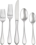 Gorham Silverware Set, Studio 45-Piece Flatware Set, Service For 8, Teardrop Handles, 18/10 Stainless Steel, Dishwasher Safe And Tarnish Resistant, Knives Spoons And Forks (Silver, 45 Piece)