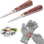 SPEENSUN Oyster Shucking Knife Set - 2 Knife and 1 Glove XL, Not Easy to Break or Bend, More Secure with Glove
