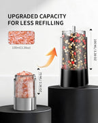 CIRCLE JOY Gravity Sensor Salt and Pepper Grinder Set with Charging Base, Electric Salt and Pepper Mills Set with LED Light, Adjustable Coarseness, No Battery Needed, for Home Kitchen BBQ
