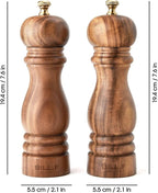 BILL.F Salt and Pepper Grinder Pepper Mill Grinder Pepper Grinders Salt Mill Set of 2 with Adjustable Ceramic Rotor 7 Inch