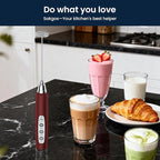 Sakgos Milk Frother Rechargeable Handheld-Electric Whisk 3 Speed Adjustable, Frother Wand Coffee with 3 Stainless Whisks, Electric Foam Maker, Drink Mixer Blender for Latte Cappuccino Matcha Egg