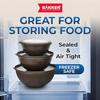 Bakken Master 12 Piece Plastic Nesting Bowls with Lids - Mixing Bowls Set includes 6 Prep Bowls and 6 Lids, BPA-Free, Reusable Meal Prep Containers, Microwave, Freezer & Dishwasher Safe, Brown