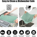 TIKNIK Silicone Dish Drying Mat, Stone Drying Mat for Kitchen Counter with Built-In Drain, Non-Slip Drain Pad with Built-in Drain, Heat Resistant Stone Drying Mat, Hangable, Mint-1pcs, 20" x 15"