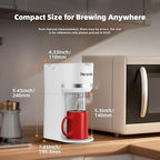 Horavie Mini Single Serve Coffee Maker for K Cup and Ground Coffee, Fast Brew One Cup Coffee Machine with Descaling Reminder and Water Window, 6 to 12 oz. Brew Sizes, White