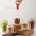 Mini & Mighty Milk Frother Wand – Powerful Handheld Coffee Frother, Battery Operated Drink Mixer – Compact Pocket Size – Detachable Whisk for Latte, Cappuccino, Matcha, Hot Chocolate – Red