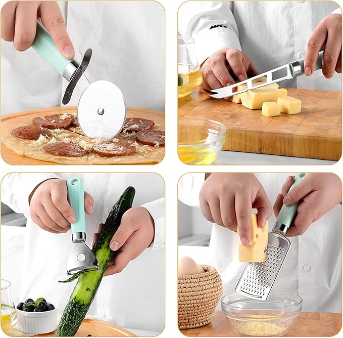Ipetboom Plastic Handle Cooking Utensils Set with Heat-resistant Comfortable Grip Kitchen Tools Gadgets for Baking and Cooking Space-saving Design Safe