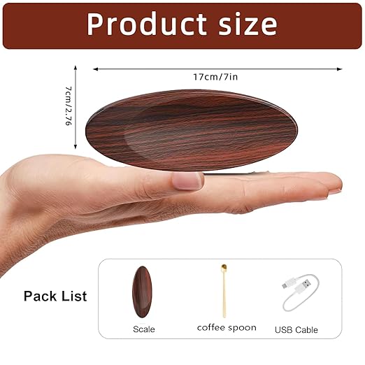 Coffee Scale with Coffee Spoon, High Precision 500g/0.1g Rechargeable Digital Tea Scale for Brewing, Portable Mini Kitchen Scale for Espresso, Baking, Jewelry