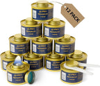 Alpha Living - Luxe Gold Edition - 6 Hour Chafing Fuel - Food Warmer for Chafing Dish Buffet Set - Liquid Safe Fuel with Wick & Lid Opener for Chafing Dish Gold Canister for Luxry Events (12 Pack)