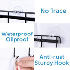 Rainmae 2 Pack Wall Hooks Rack Rail, Space Saving Wall Hanger No Drilling with 6 Hooks for Bathroom, Bedroom, Closet, Stainless Kitchen Tools for Hanging Knives, Spoon