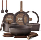 CAROTE 17PCS Pots and Pans Set Non Stick with Detachable Handle, Nonstick Cookware Sets, Cooking Kitchen Set, Oven/Dishwasher Safe, Induction Cookware, Brown, RV Kitchen Pot and Pan
