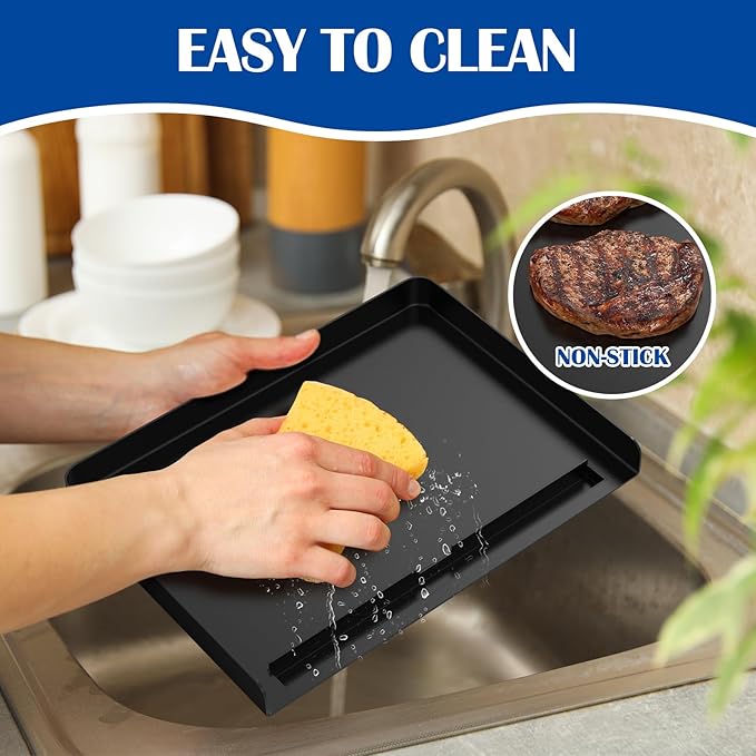 Griddle Plate for Ninja GR101 Sizzle Smokeless Indoor Grill, 14 inch Flat Top Grill Plate for Ninja Smokeless Sizzle GR100 Series Griddle Attachment Accessories, Non-stick GR101 Accessories