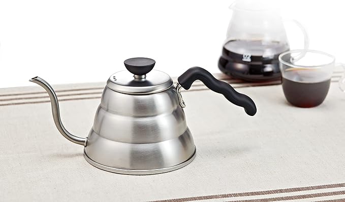 Hario V60 "Buono" Drip Kettle Stovetop Gooseneck Coffee Kettle 1.0L, Stainless Steel,Silver
