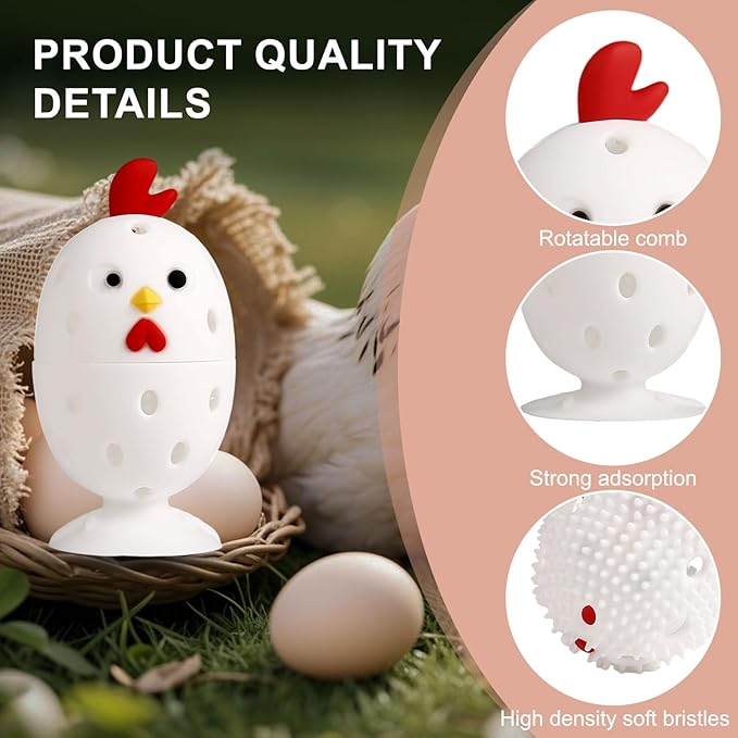 wonlex 4PCS Egg Cleaners Multipurpose Fruit and Vegetable Rotating Scrubber Tool for Fresh Eggs, Reusable Chicken Duck Egg Washer Brusher (White+Bronze)