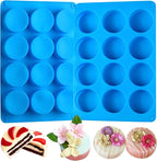 Sidosir 2Pcs Oreo Cookie Chocolate Silicone Mold, 12-Cavity Round Cylinder Oreo Chocolate Cover Molds for Candy, Silicone Baking Molds for Mini Cakes, Jelly