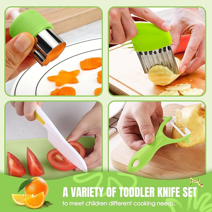 Kids Cooking Sets Real, 37PCS Kids Cooking and Baking Set with Storage Case Timer Kid Safe Knives Cutting Board, Toddler Kitchen Toys Birthday Gifts for Girls Boys Age 3 - 8