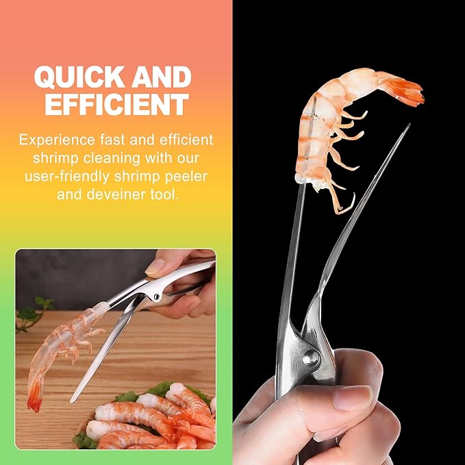 ZukoCert 2 Pack Shrimp Deveiner Tool - Stainless Steel Shrimp Peeler and Cleaner Knife - Professional Seafood Prawn Peeling Gadget for Kitchen Preparation, Lobster, and Crab
