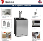 Kegco Kegerator 24" Wide Dual Tap Black/Stainless Steel Undercounter Beer Dispenser HK38BSU-2
