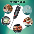 Copkim 3 Set Waterproof Food Thermometer for Water, Liquid, Candle and Cooking Digital Meat Thermometer with Long Probe Instant Read for Kitchen BBQ Grill Candy (Black)