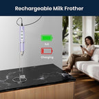 Sakgos Milk Frother with Stand Rechargeable- Handheld Coffee Frother with 3 Stainless Whisks 3 Speed Adjustable, Electric Whisk Drink Mixer, Foam Maker Blender for Matcha Latte Cappuccino Chocolate
