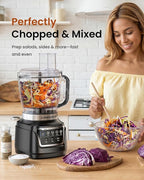 LINKchef Food Processor 68 oz, 700W Electric Vegetable Chopper with 4 Functions for Chopping, Slicing, Shredding, Pureeing and Dough Mixing, Meat Grinder with Stainless Steel Blades for Kitchen
