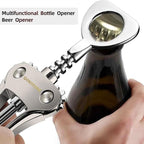 Wing Corkscrew Wine Opener, Premium Zinc Alloy Manual Bottle Opener, Heavy Duty Multifunctional Tool for Kitchen, Bar, Restaurant & Waiters (Matte Silver)