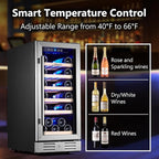 Kalamera 15 Inch Wine Fridge, 29 Bottle Wine Cooler Refrigerator, 40-66℉ Digital Temperature Control With Temp-Memory Function,Built-in or Freestanding Wine Fridge for Home/Bar/Kitchen