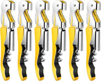 6 Pieces Professional Waiter Corkscrew Wine Openers, Yellow Wine Keys Opener Stainless Steel Hinges Serrated Foil Cutter for Restaurant Waiters, Sommelier, Bartenders (Yellow)